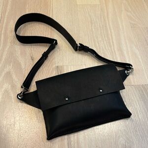 NWOT black leather bum bag sling bag